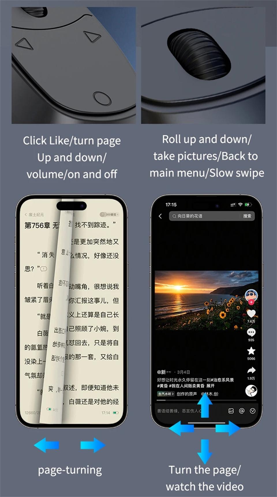 Wireless Bluetooth-compatible Compatible Remote Control Ring, Portable Selfie Mouse Video Page Turn Loop, Convenient Mobile Accessory, Cellphone Accessories