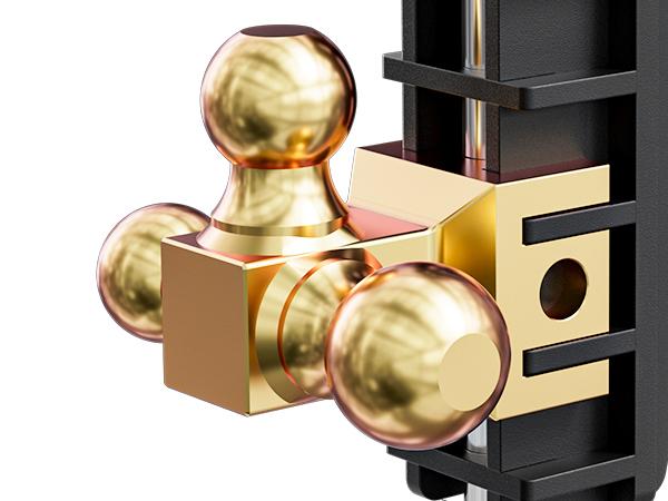 LOCAME Adjustable Trailer Hitch with Hook, Tri-Ball (1-7/8", 2", 2-5/16") Drop Hitch, Fits 2 Inch Receiver, 6" Drop Down Hitch, 17000 LBS Heavy Duty Truck, Solid Ball Mount, Gold,