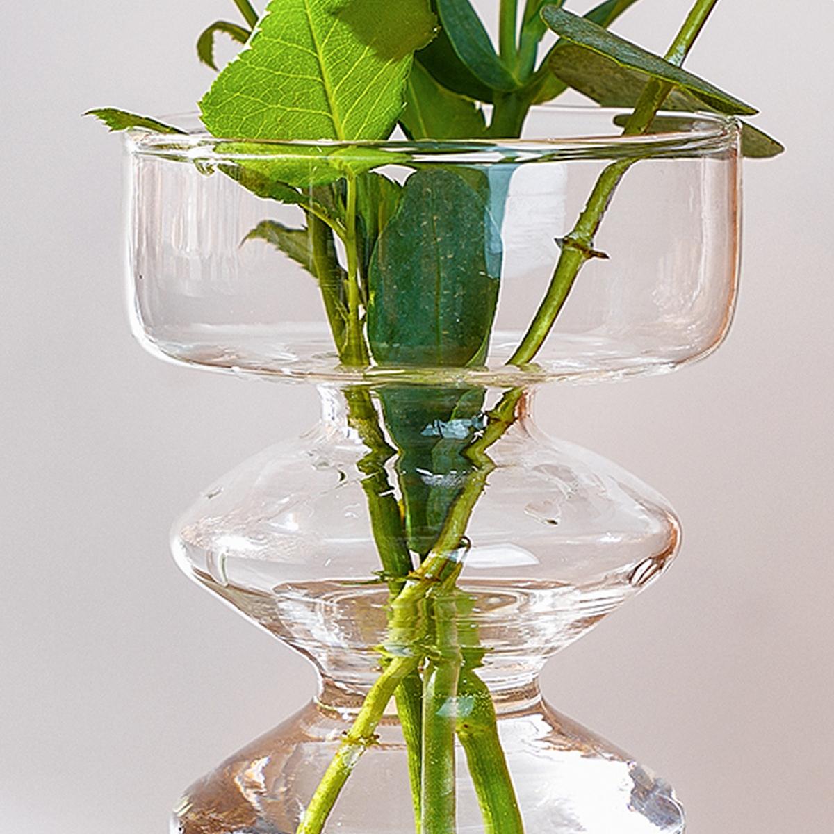 Modern Glass Vase, Hand-Blown Transparent Flower Pot, Unique Shape, Home Desktop Decoration, Water Culture Plant Container, Decorative Vase
