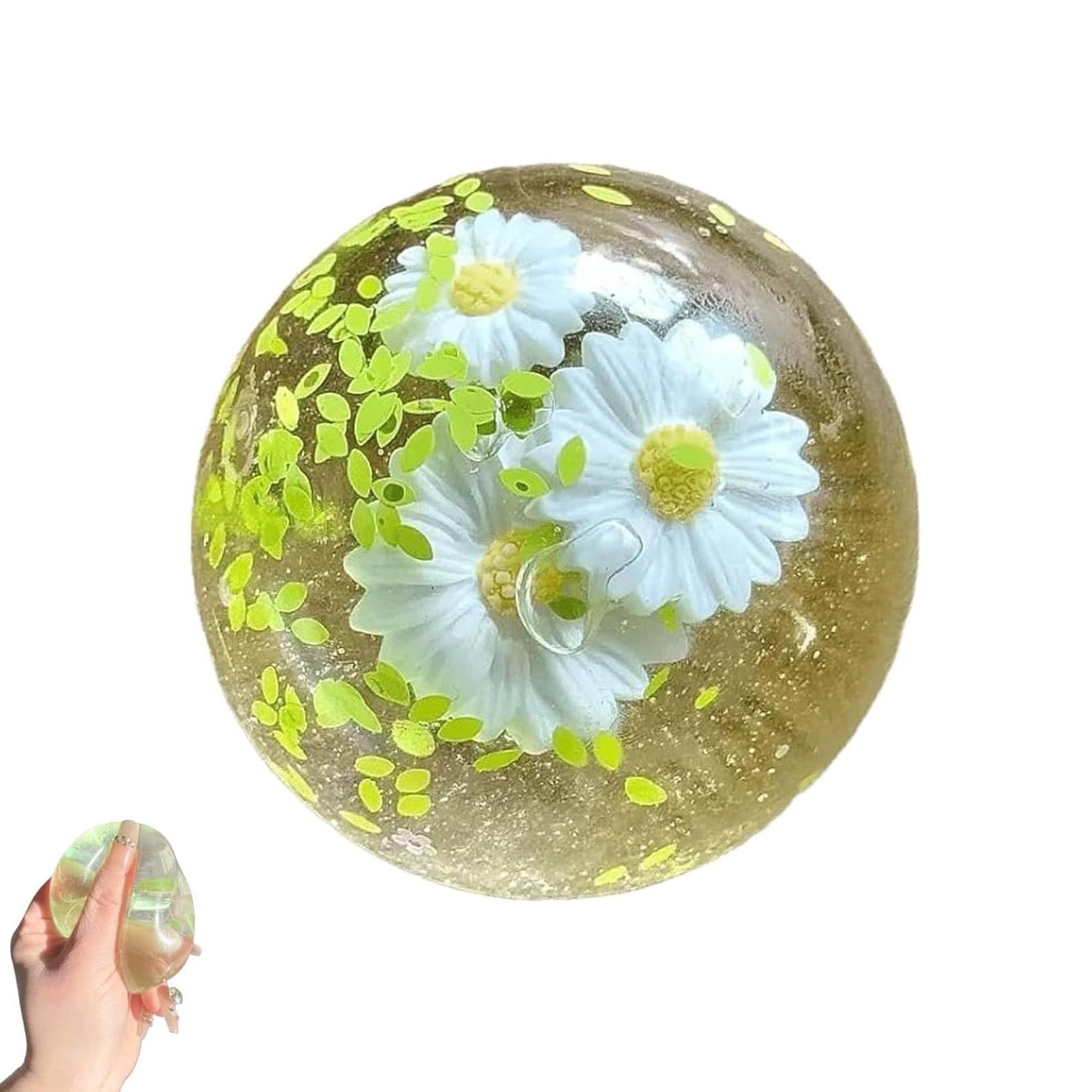 1/2 PCS Coconut Oil Squishy, Crunchy Fidget Stress Ball, Stress Relief Fidget, Slow Rising Squishy, Kasuga Daisy, Ultra-Soft & Non-Sticky, Reusable, Portable Squeeze, Decompression Squeeze Sand Glutinous Sensory Fidgety Toy, During Study, Work