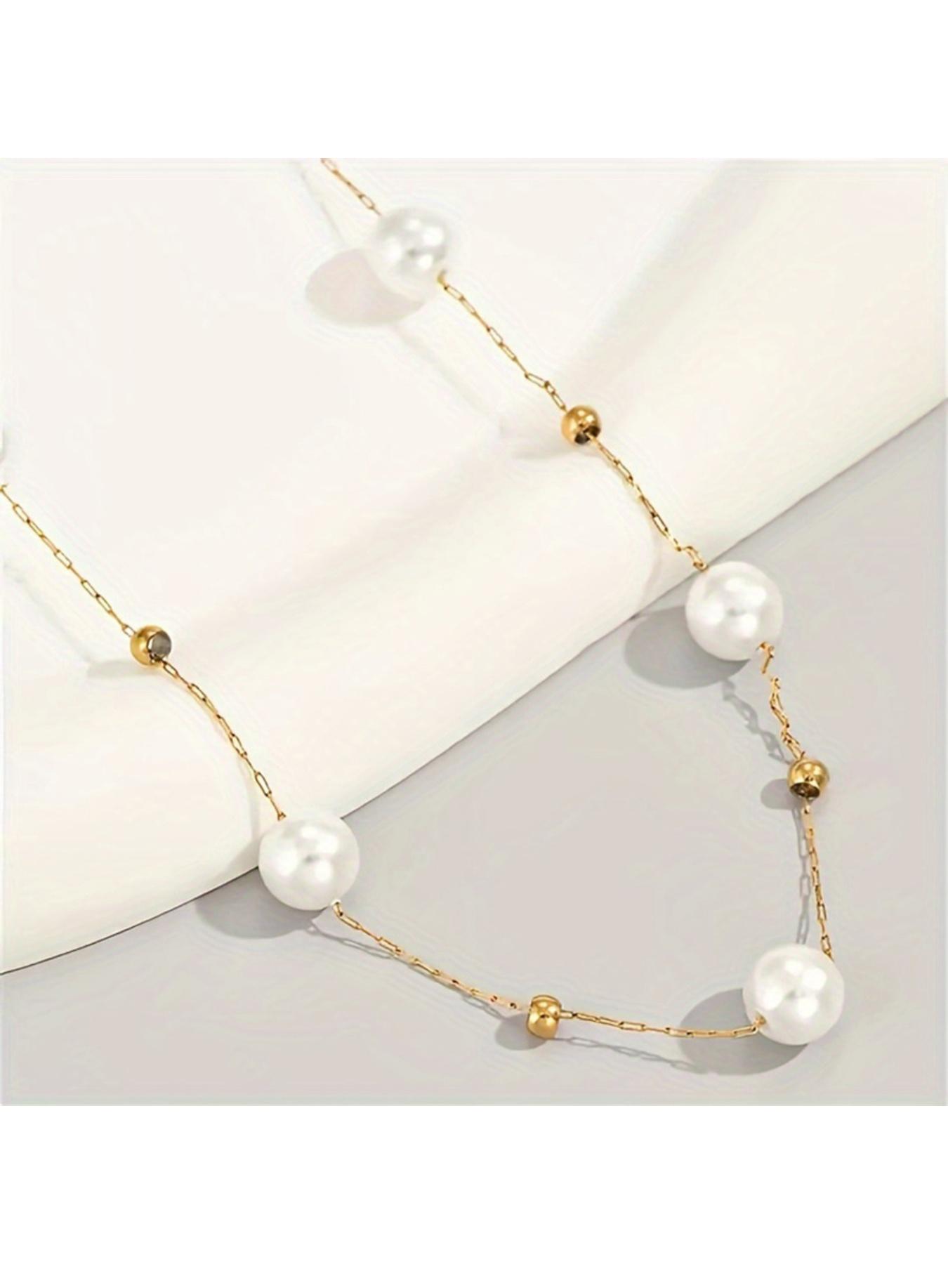 Trending Pearl Necklace Simple Fashion Luxe Cold-Weather Faux Pearl Clavicle Chain, Elegant Jewelry Accessory for Women