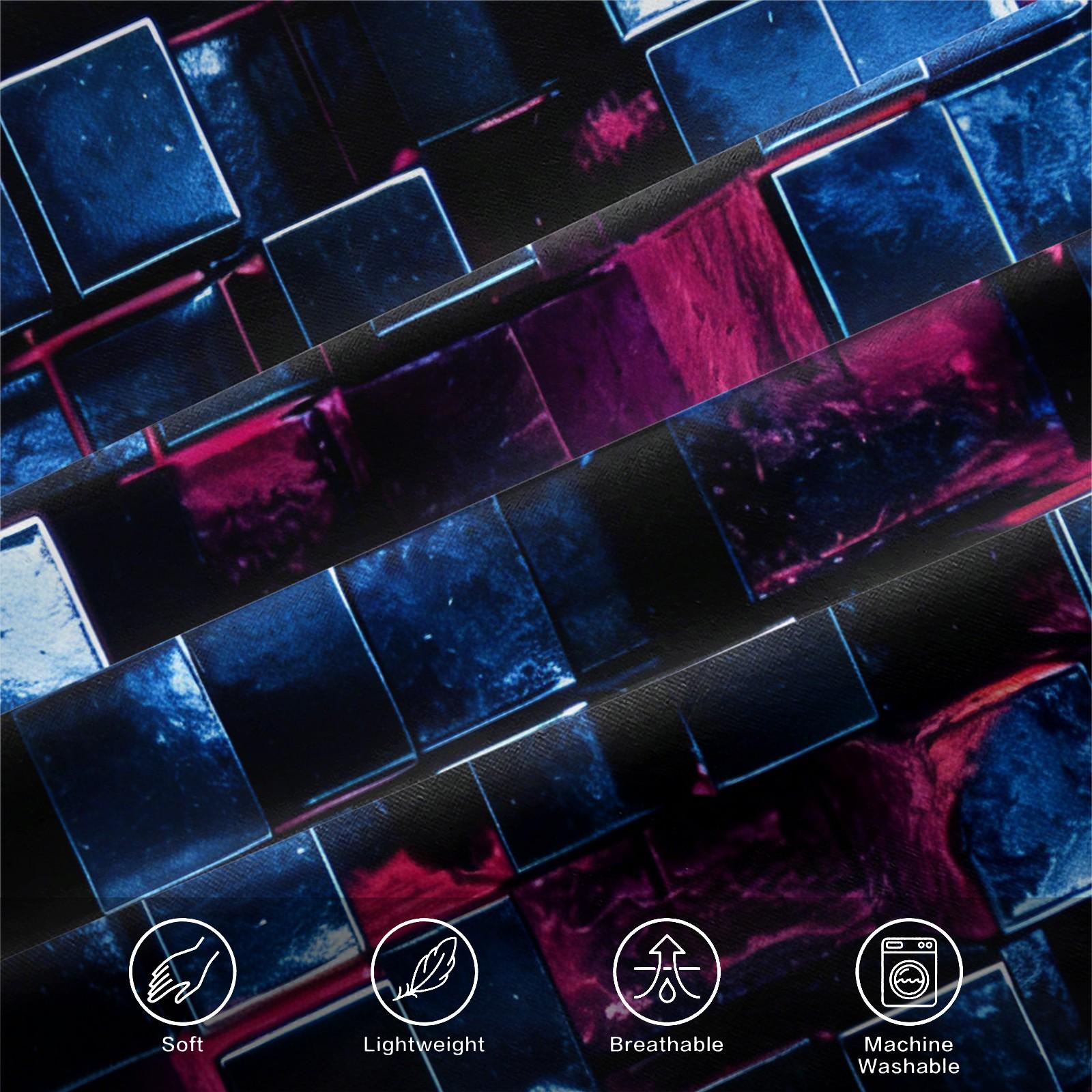 Sci-Fi Neon Cube Lava Fitted Sheet Set & 2 Pillowcases No Core, 3D Metal Texture Block & Red, Pink Neon Glow Design, Soft Anti-Slip Wrinkle-Resistant, Cyberpunk Bedroom E-Sport Room Decor, Gift for Boys, Teens