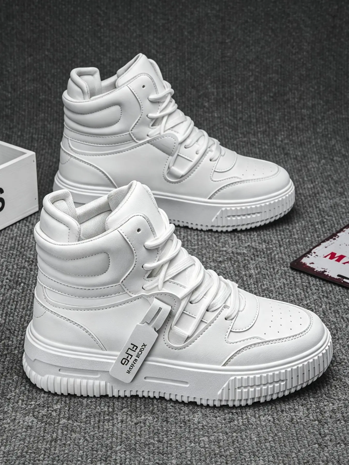 Men's High-Top PU Leather Boots, Fall Winter New Style, Warm Thickened Waterproof Anti-Slip Rubber Mid-Calf Round Toe Lace-Up Zipper Walking Shoes Footwear Zipper Design Boots