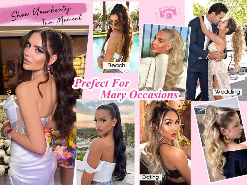 Iridescent 24" Claw Ponytail Extension Long Wavy Clip in Ponytail Extensions Ponytail Hair Extension Clip on Pony Tails Hairpiece for Women