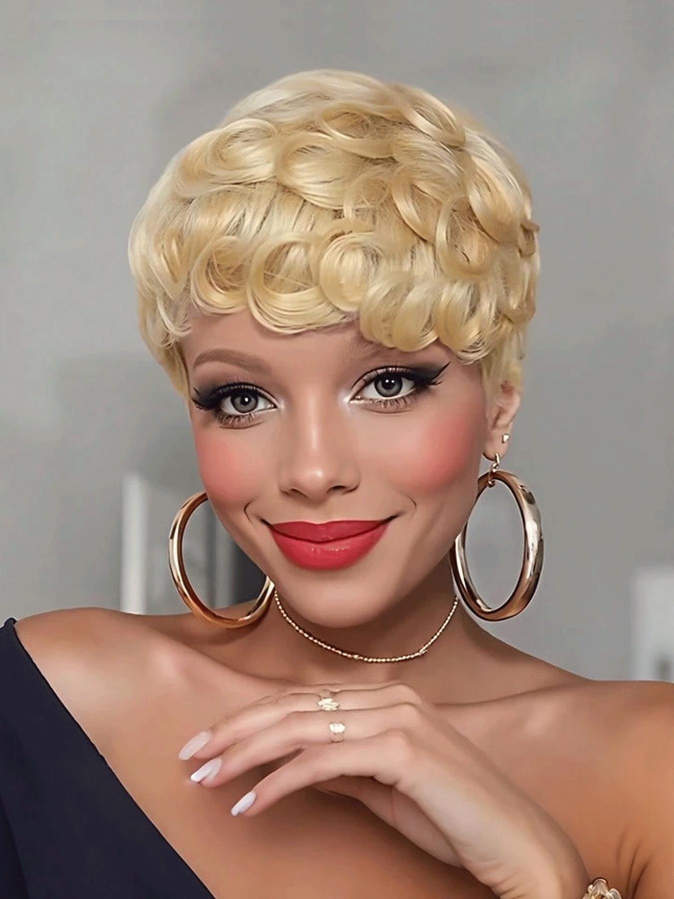 Short Curly Pixie Cut Wig Human Hair Glueless Ready to Wear 6 Inch Pixie Cut Human Hair Wig 6 Inch Kinky Curly Wig, Short  main image 3