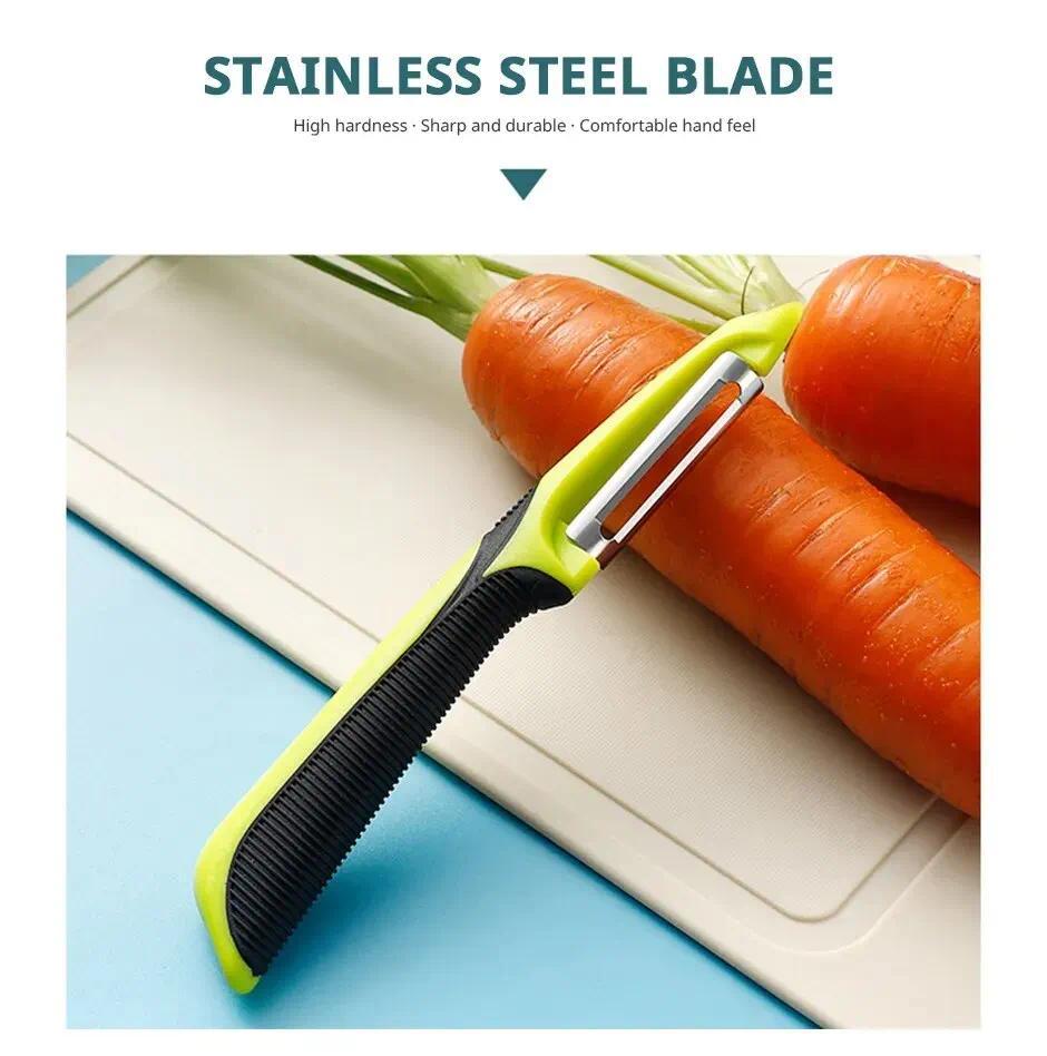 Sharp Durable Stainless Steel Peeler, Multifunctional Manual Fruit Vegetable Cutter, Ergonomic Handle Kitchen Gadget for Potato Apple Carrot Quick Peeling