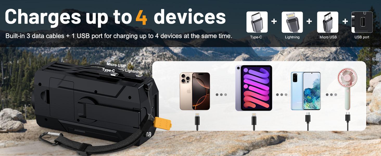 2000mAh Solar Hand Crank Weather Emergency radio Radio, AM/FM/NOAA, Flashlight & SOS Alarm for Hurricane Preparedness & Outdoor Emergencies winter storm