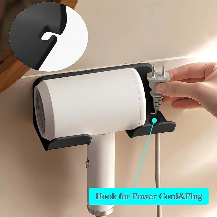 Blow Dryer Rack Storage Shelf, Bathroom Wall-Mounted Organizer, Bathroom Organizing Accessories, No-Drill Self-Adhesive Blow Dryer Holder, Adhesive Hanging Storage Rack, Hair Dryer Holder