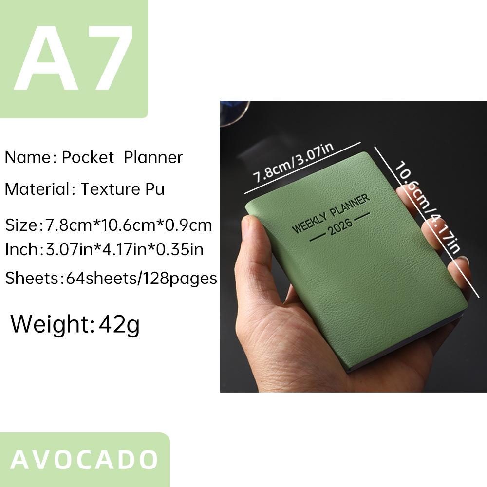 2 Pack A7 Mini Diary Planner 2026, Weekly Planner, Daily Schedule Notebook, English Language, Perfect for Organization & Planning