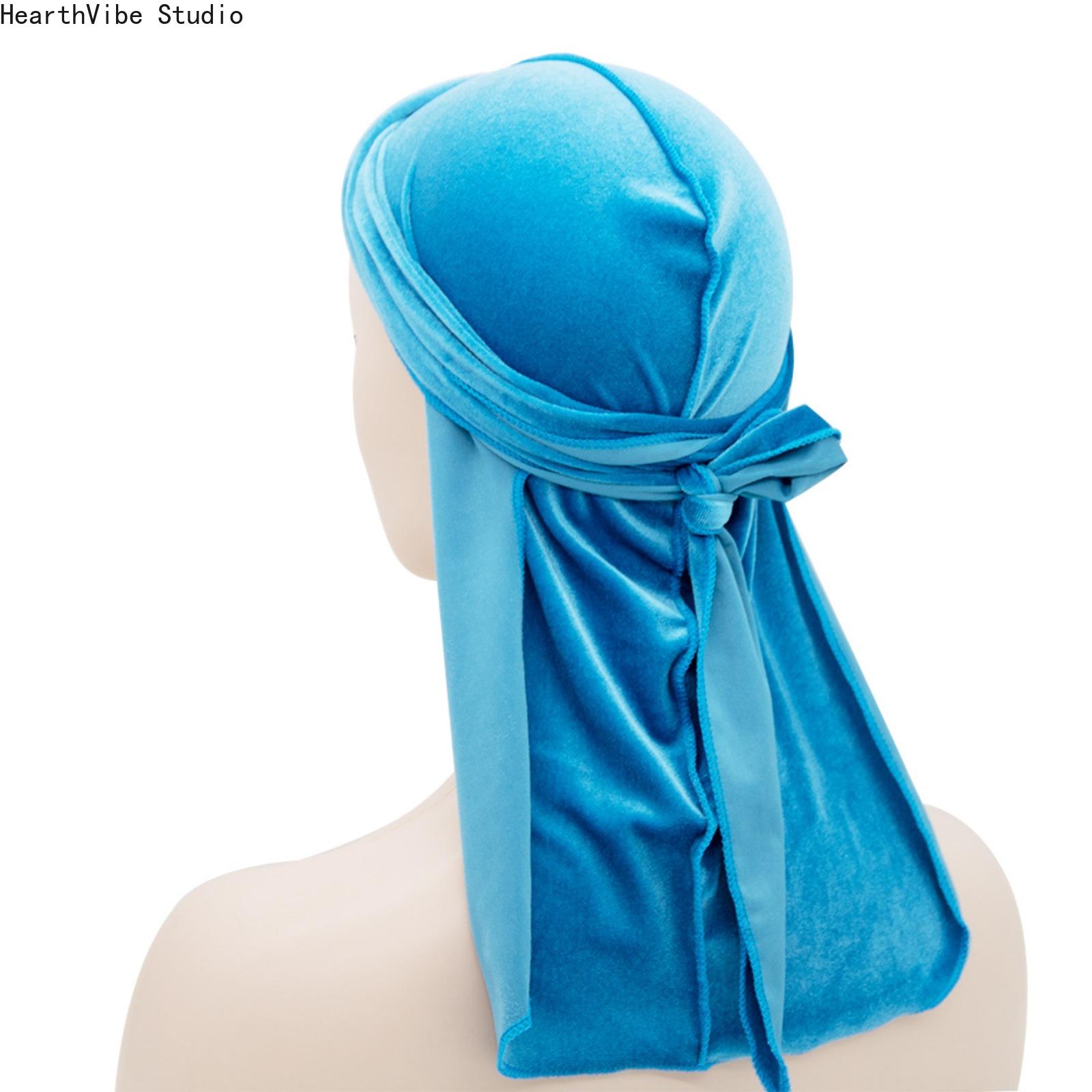 Premium Velvet Durag with Silk Satin Lining, Oversized 360 Wave Cap, 40-in Extra Long Tails, Adjustable Headwear, Hip Hop Wave Locking Unisex Streetwear Accessory for Men, Compression Headwear