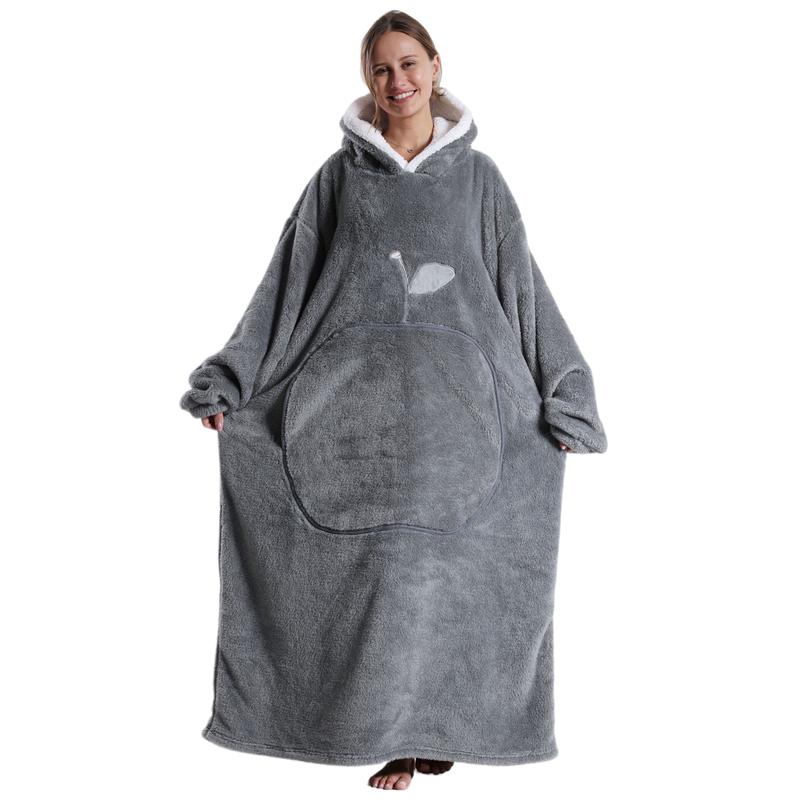 Plus Size Wearable Hoodie Blanket for Women Men, Oversized Hoodie Blanket Cozy Warm Flannel Sweatshirt with Big Pocket Loungewear Womenswear Hooded Blanket as Gifts for Mom Girlfriend