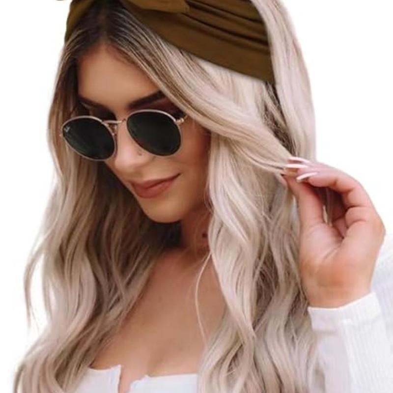 Women & Girls Bunny Ears Bow Hairbands Set of 4, Anti-Slip Soft Elastic Headband, African Style Thick Sports Gym Scarf, Hair Bows Headbands