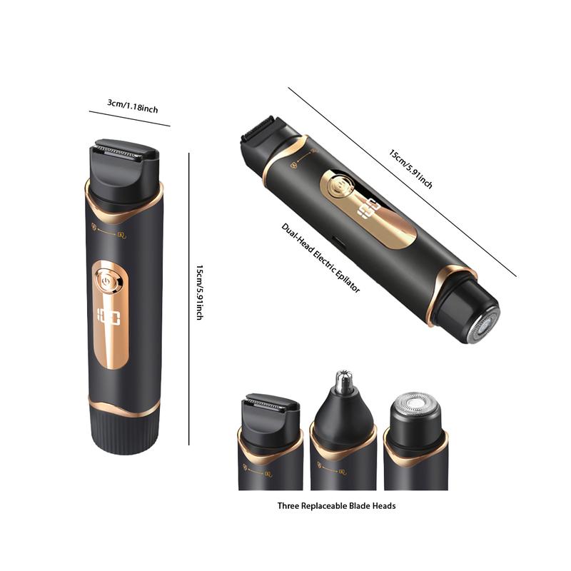 Portable Dual-Head Electric Shaver, Pain-Free Trimming, Multi-Purpose Grooming Kit, Type-C Charging, Long-Lasting Battery Life