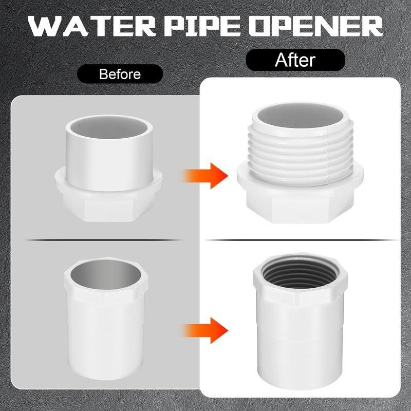 3-Piece Integrated Internal & External Pipe Threading Tool Kit Set, Ppr/PVC Thread Maker for Electric Drills, Fits 1/2", 3/4", 1" Pipes