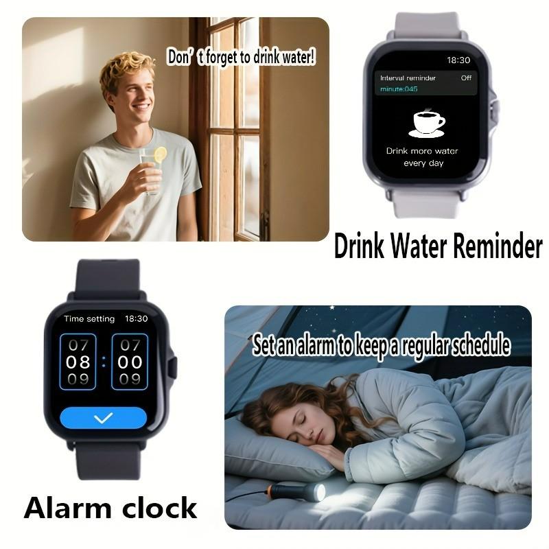 Multifunctional smartwatch for men and women - wireless call/text alerts, custom watch face, multiple sports modes, remote camera and music playback, metal body with silicone strap, compatible with Android and iPhone - perfect holiday gift