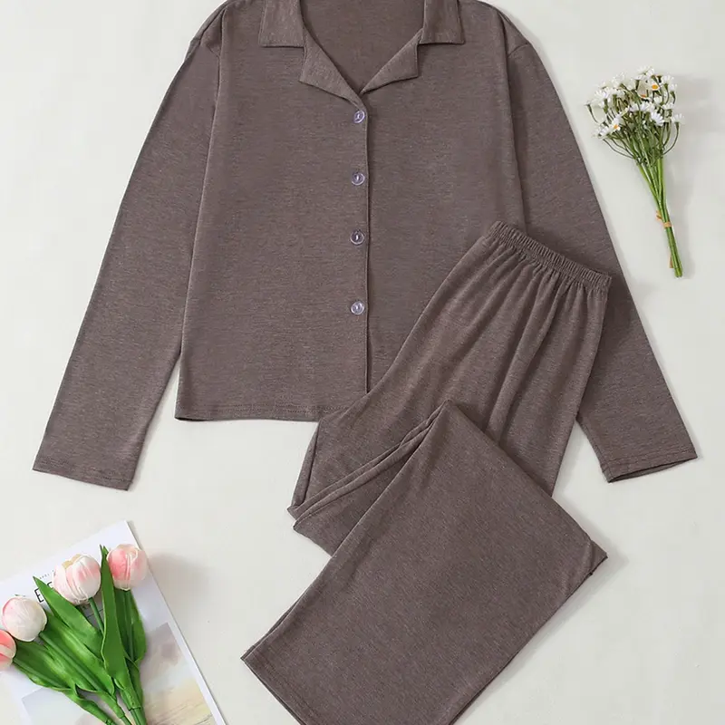 New Women's Long Sleeve Pajama Set, Casual Daily Outdoor Home Wear Loungewear, Elegant Fashion Fabric, Comfortable Skin-Friendly Material
