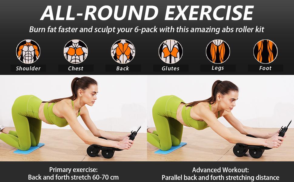 Ab Roller Wheel with Elbow Support, Automatic Rebound Abdominal Wheel,Ab Roller for Abdominal Exercise Machine,Abs Workout Equipment,Trainer Fitness Belly Training for Men & Women