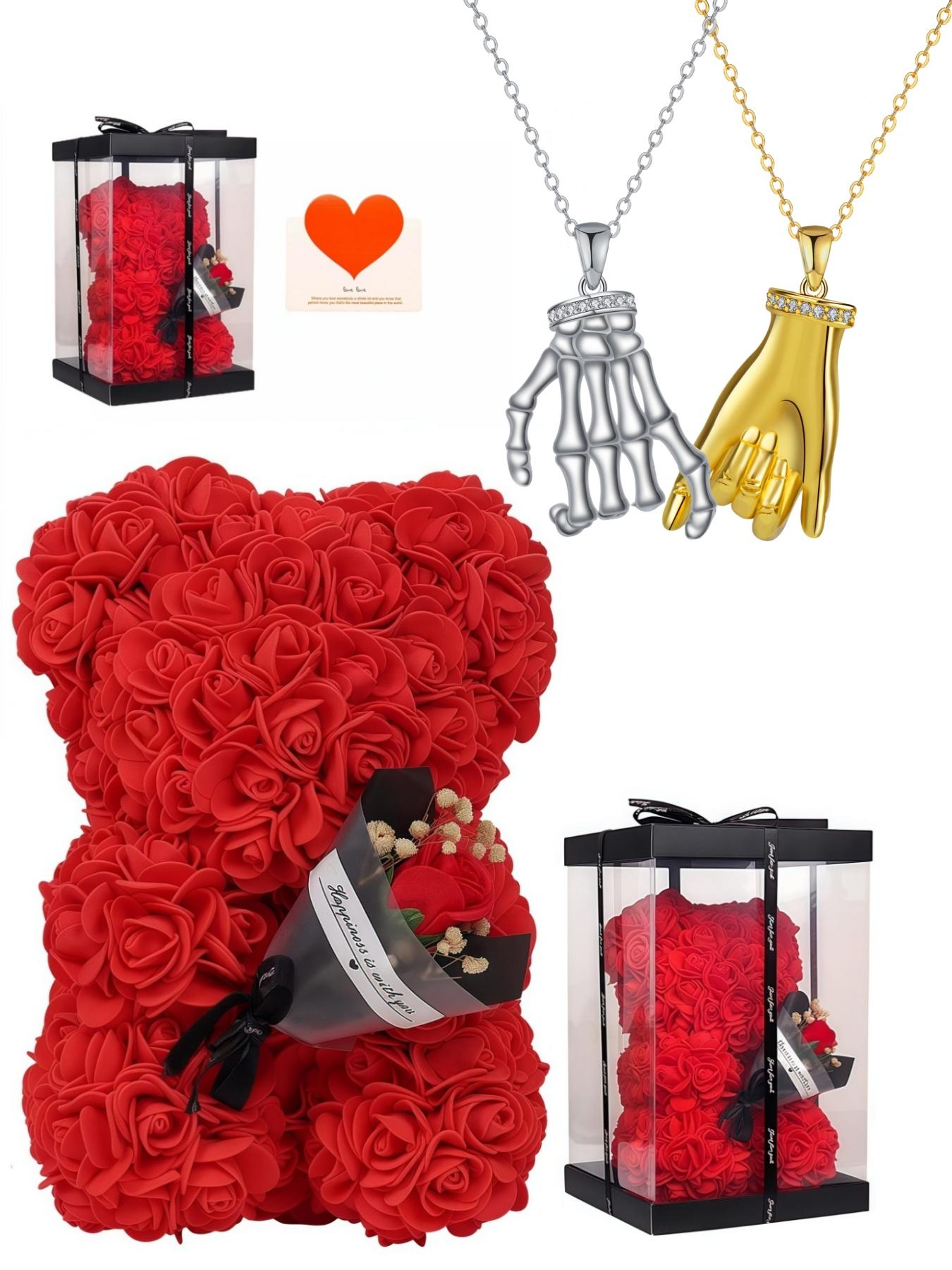 Bone Gold Pact · Symbiosis Necklace Original premium couple necklaces with real gold plated pendants.Paired with a preserved rose & teddy bear gift box.Perfect mysterious gift for birthdays, Valentine’s Day, Mother’s Day and Christmas.