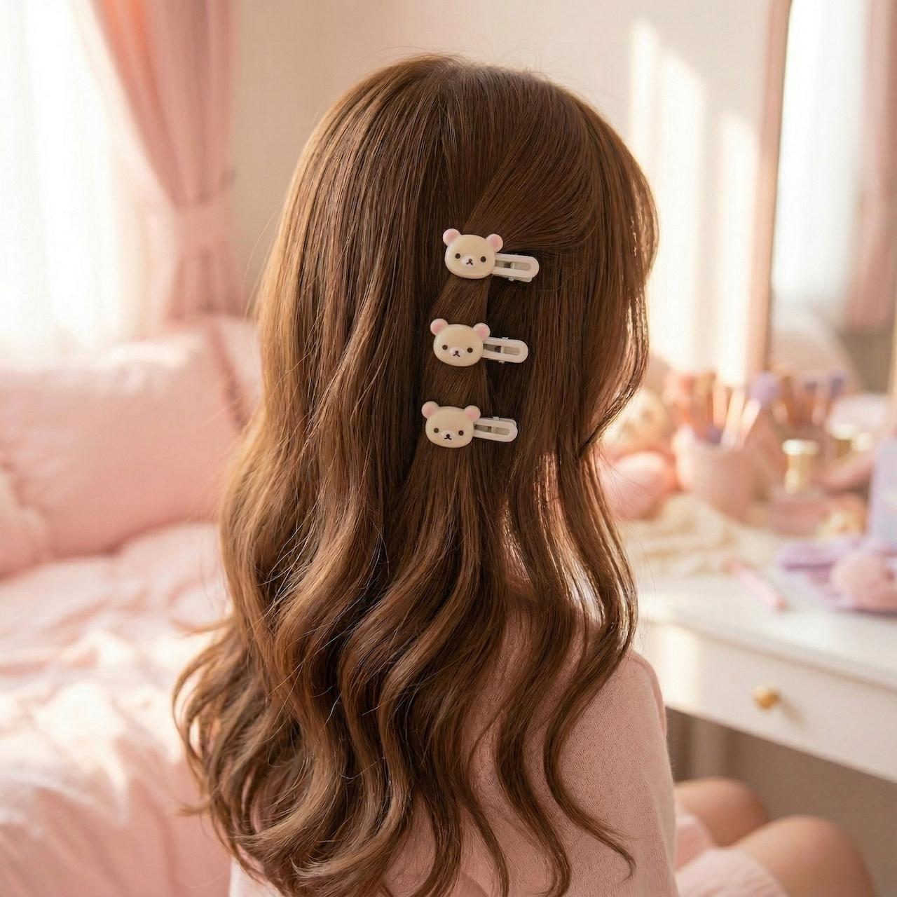 4pcs Cute Bear Hair Clips, Korean Style Girl Fashion, Metal Spring Clip, Daily Versatile Hair Accessories, Trendy and Stylish