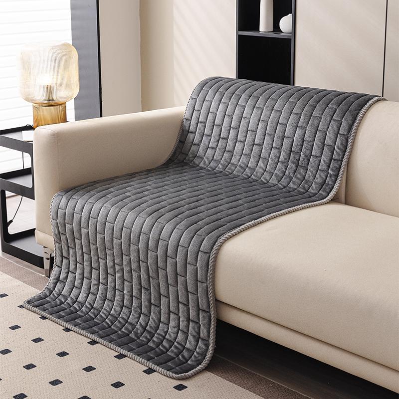 1pc Vintage Plaid Non-Slip Washable Velvet Sofa Cover, Modern Minimalist Pet-Friendly Furniture Protector, Living Room & Bedroom Decor