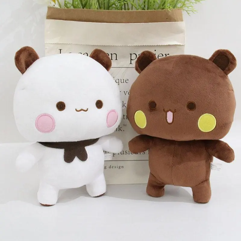 Bubu And Dudu 2pcs Animals & Nature Themed Plush Panda Dolls, Cute Cartoon Soft Stuffed Pillow Toys, Children's Birthday Gift