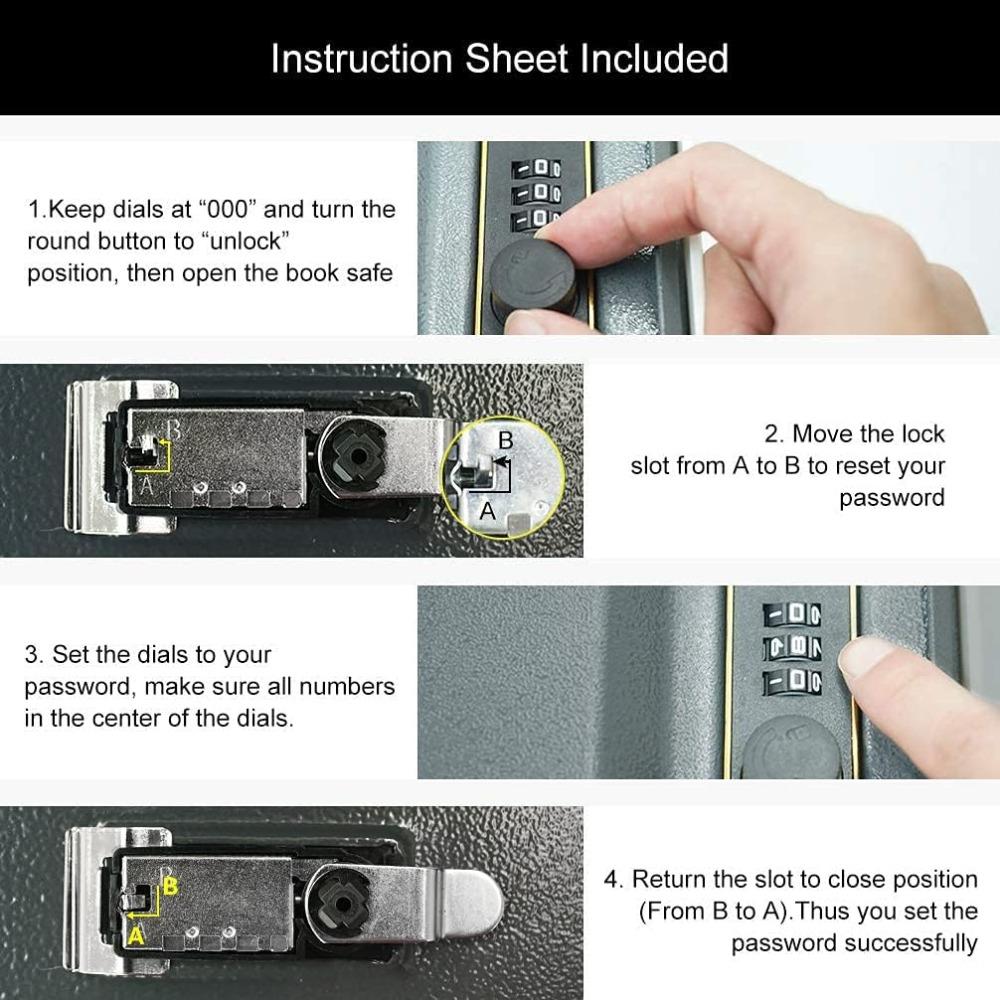 Book Shaped Jewelry Box with Combination Lock, Hidden Metal Storage Container for Rings Necklaces Earrings, Discreet Passport Cash Organizer, Large/Small Fake Book Keeper for Shelf