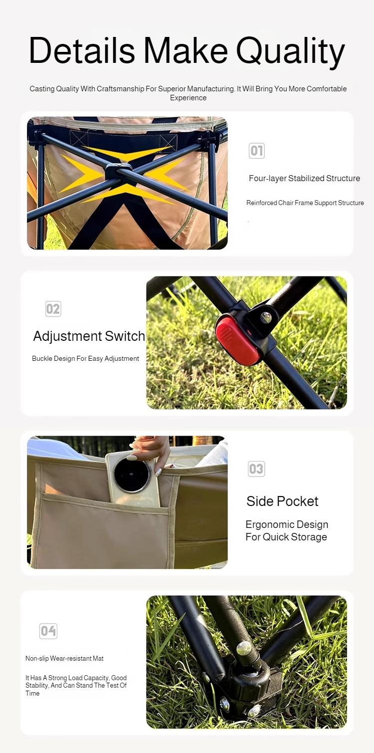 Portable Outdoor Chair with Storage Bag Outdoor Recliner Folding with Leg Support Camping Beach Chair  Lunch Break Folding Chair