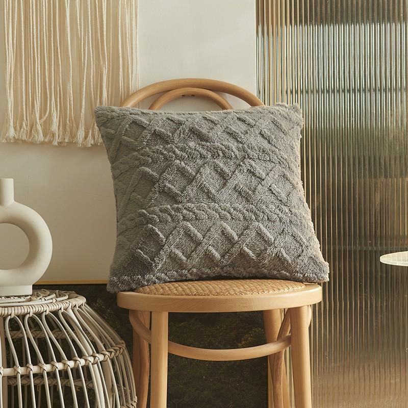 Plush Three-Dimensional Jacquard Pillowcase, Geometric Square Cushion Cover, Ideal for Living Room, Bedroom, Sofa, Chair, Versatile