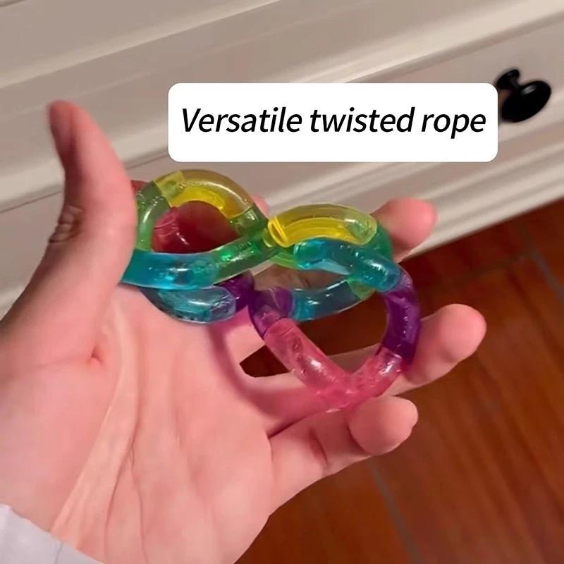 Deformable Rope Fidget Toy Deformation Rope Knot Pressure Stress Relief Toys Rrainbow Color Anti Stress Deformable Rope Best Toy
