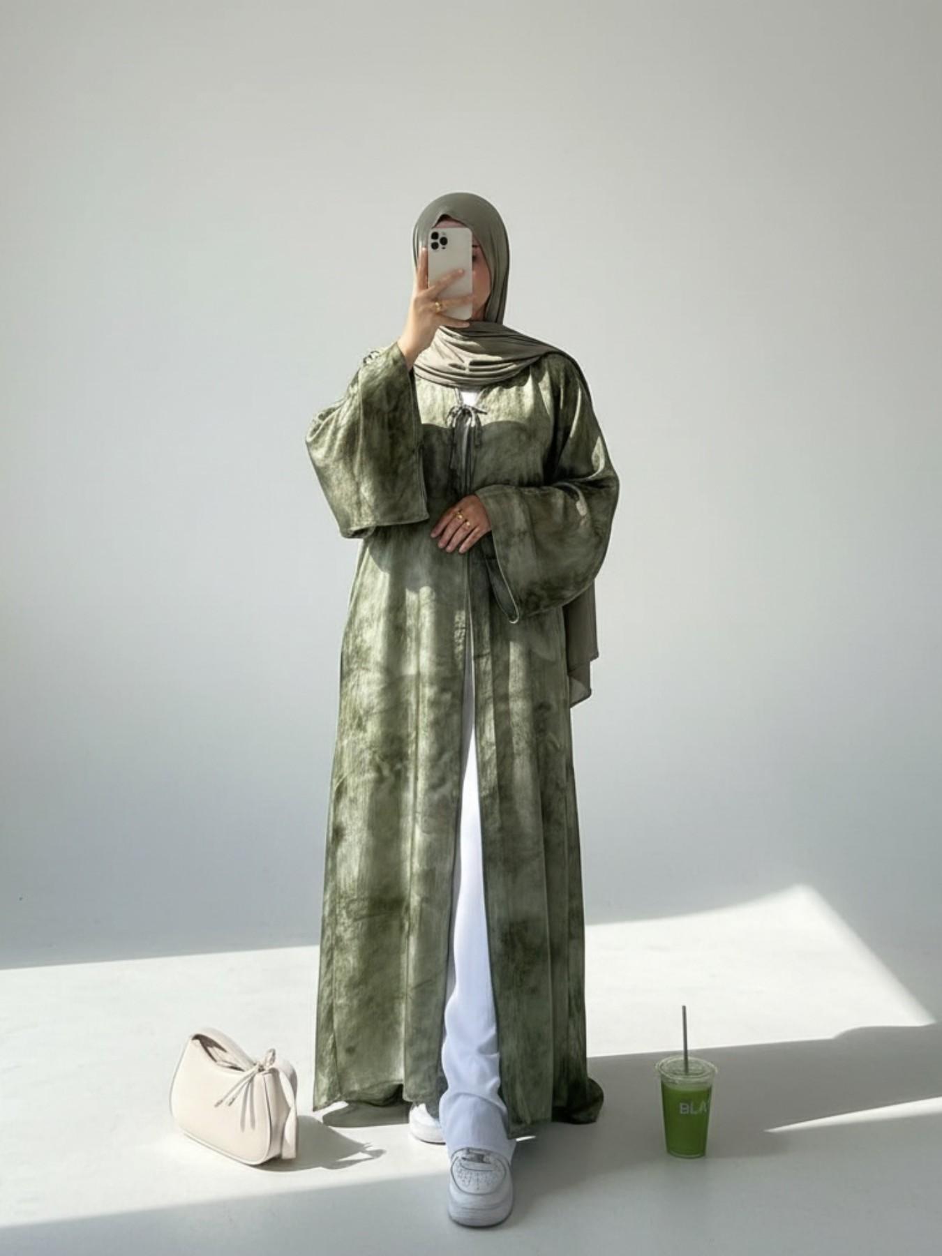 New Design Muslim Women Printed Long Cardigan Open Front Abaya, Elegant Comfortable Design, Perfect for Daily Wear, No Hijab Included