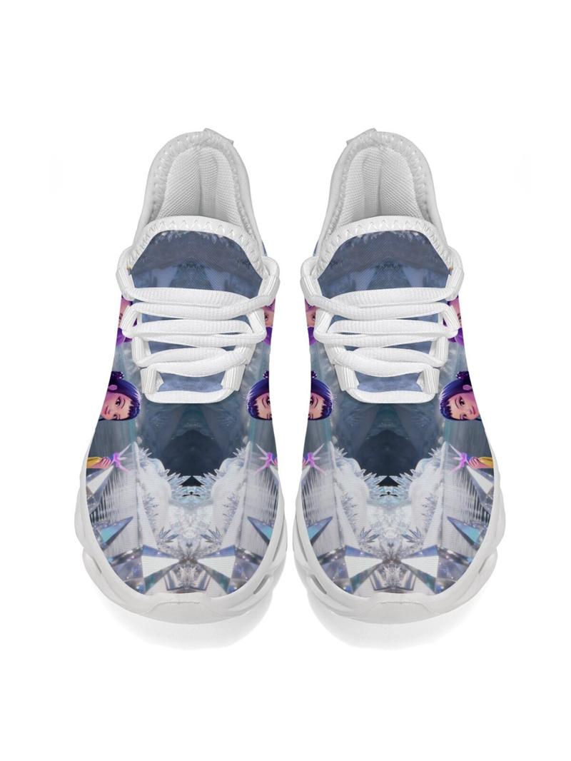 K-Pop Hunter Girl Pattern Kids Shoes, Breathable Mesh Lace-Up Low Top Eva Sole, Durable Fashion Casual Sporty Children Sneakers