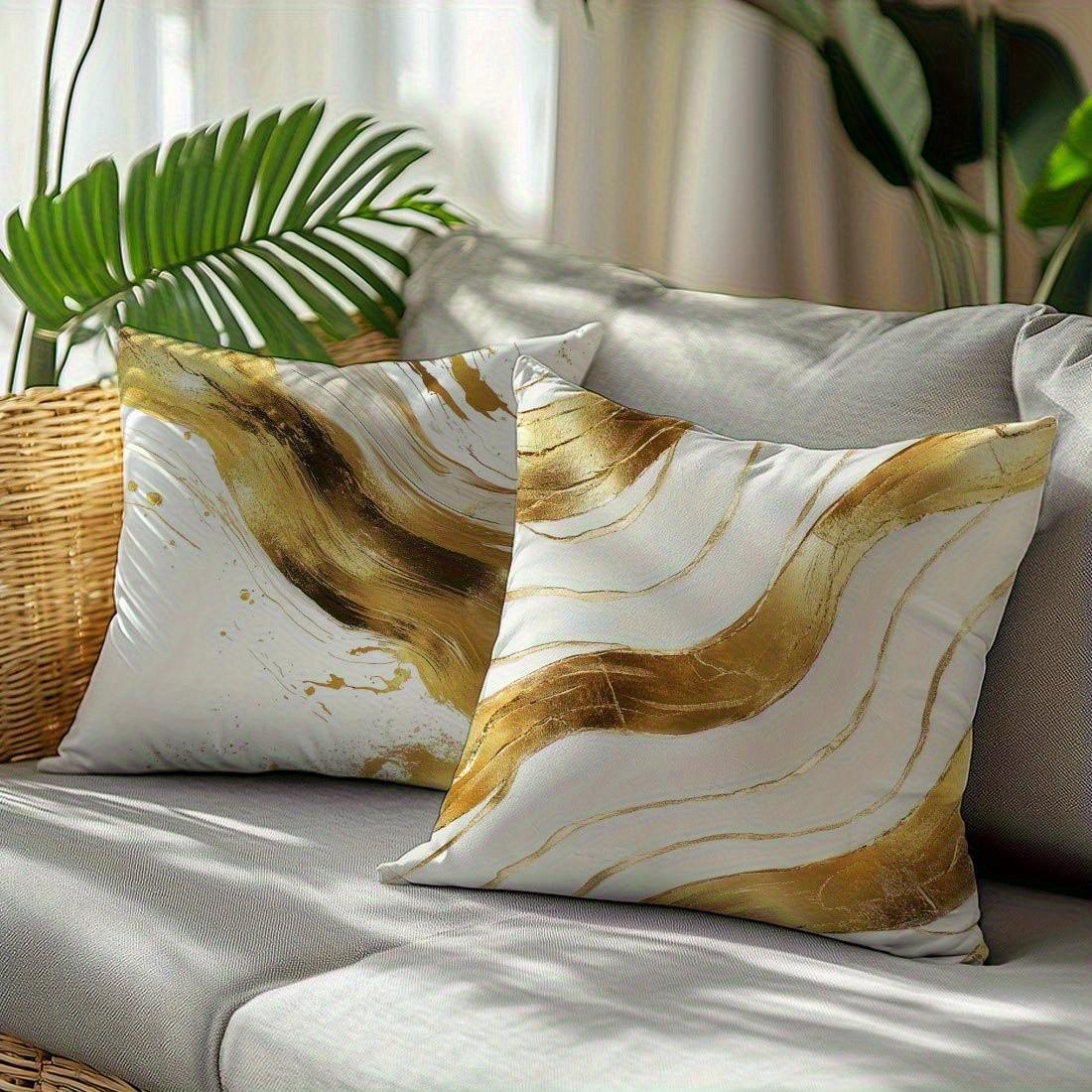 Abstract Print Decorative Pillow Covers, 4-Piece Set, Invisible Zipper, Easy to Clean, for Bedroom, Living Room, Sofa, Car, Home Decoration