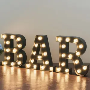 BAR - Illuminated LED Marquee  Sign - Pre-Lit Pub Bar Sign -  Operated (23.03-in x 8.66-in) (Black)