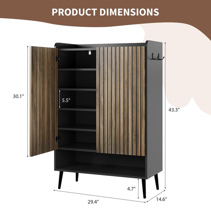 Shoe Cabinet，Large Shoe Cabinet with Doors,Adjustable Shelves, Shoe Organizer with Doors for Hallway, Entryway, Living Room