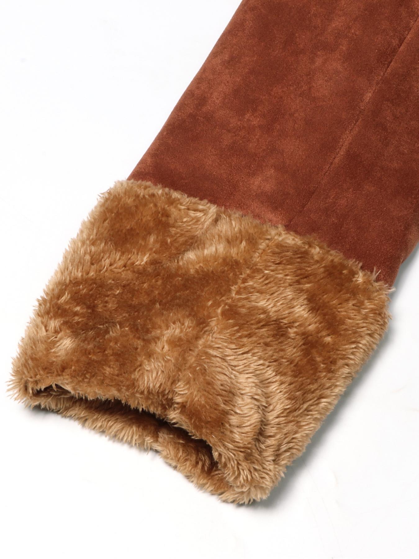 Women's Fleece-Lined Deer Skin Coat Jacket Fall Winter New Elegant Long Sleeve Button Mid-Length Outdoor Commute Party Wear