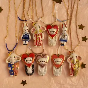 New Cartoon Animal Series Rabbit Elephant Bear Pendant Necklace for Women Girls Color Preserving Exquisite Jewelry Gifts