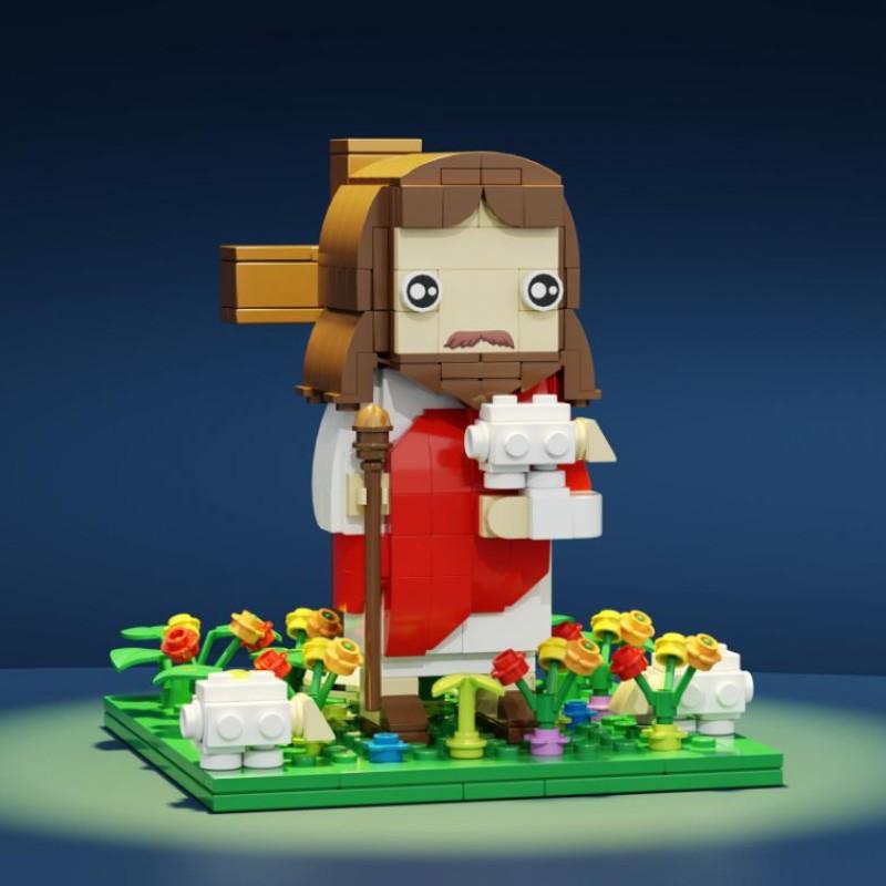 2026 Top Selling Ideal Toy Gift, Easter Gift 354 Pieces Religious Shaped Building Blocks Set, Shepherd Lamb Jesus, Perfect Desktop Display Gift