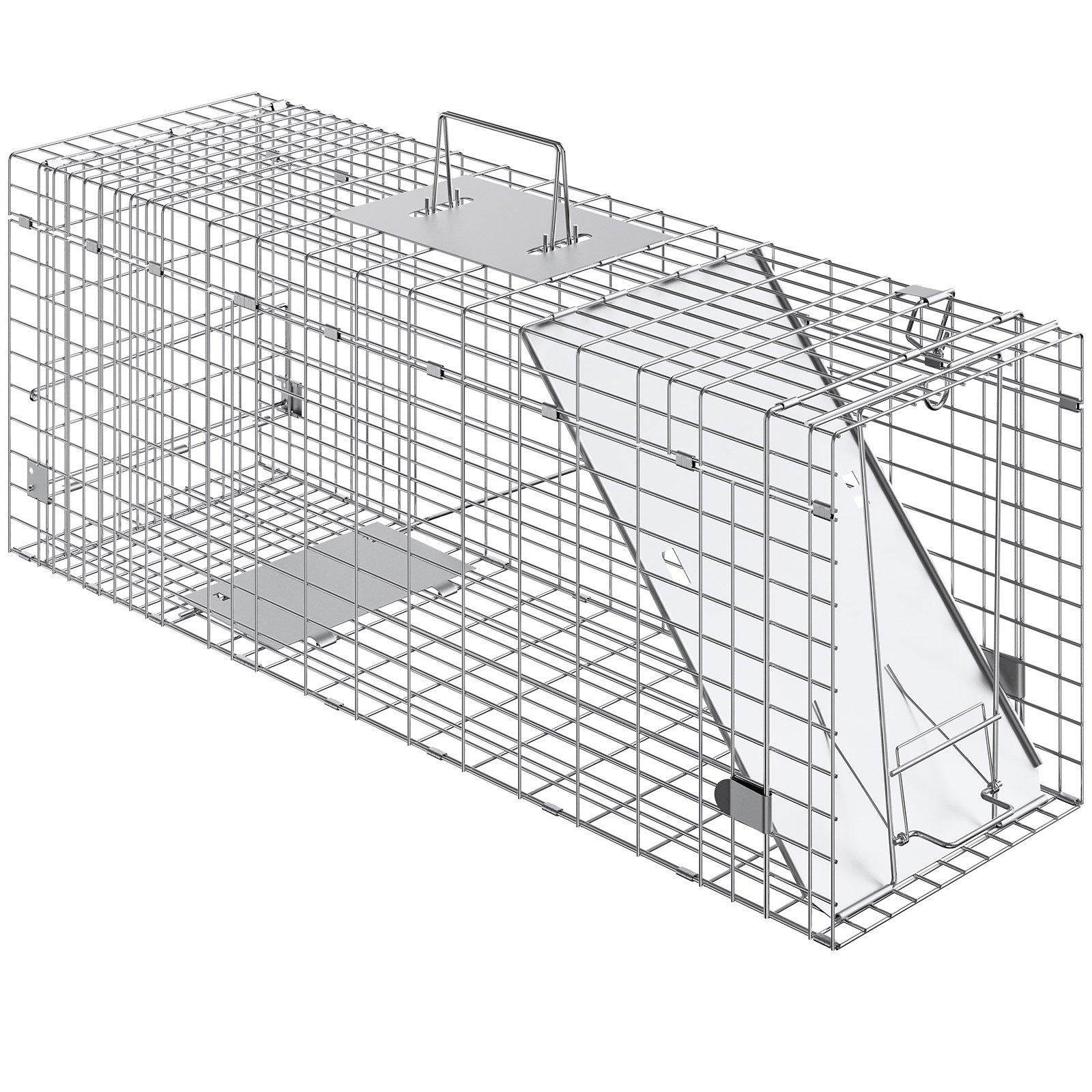 【DealsForYouDays】VEVOR Humane Live Animal Cage Trap, 31x10x12" Galvanized Iron Folding Trap with Handle, for Stray Cats, Raccoons, Groundhogs (Tools & Hardware, Hand Tools Accessory)