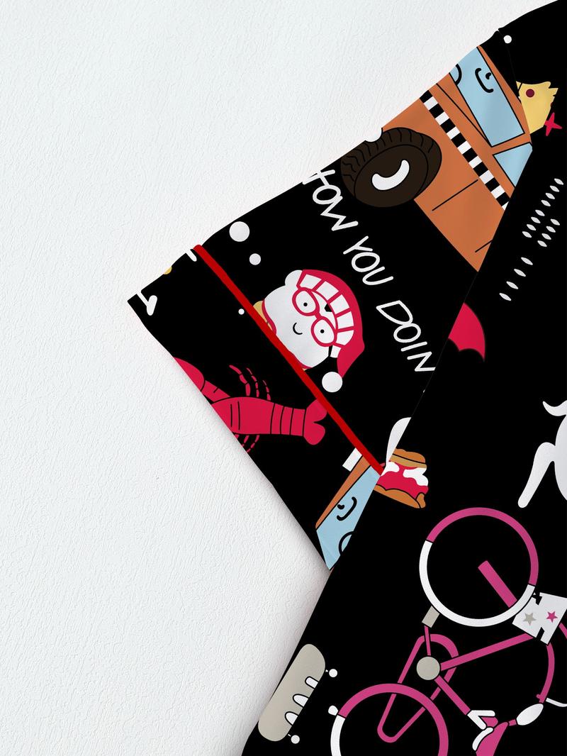 Women's Friends TV Show Sleepwear Loungewear Set, Spring Lapel Shirt & Pants Two-Piece, Short Sleeve Shorts, Party Wear, Fitted Pop Art Print