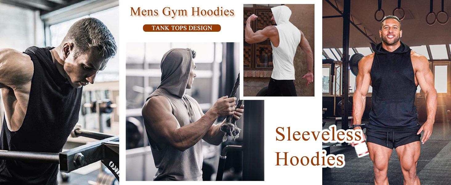 COOFANDY Men's 2 Pack Workout Hooded Tank Tops Bodybuilding Muscle Cut Off T Shirt Sleeveless Gym Hoodies