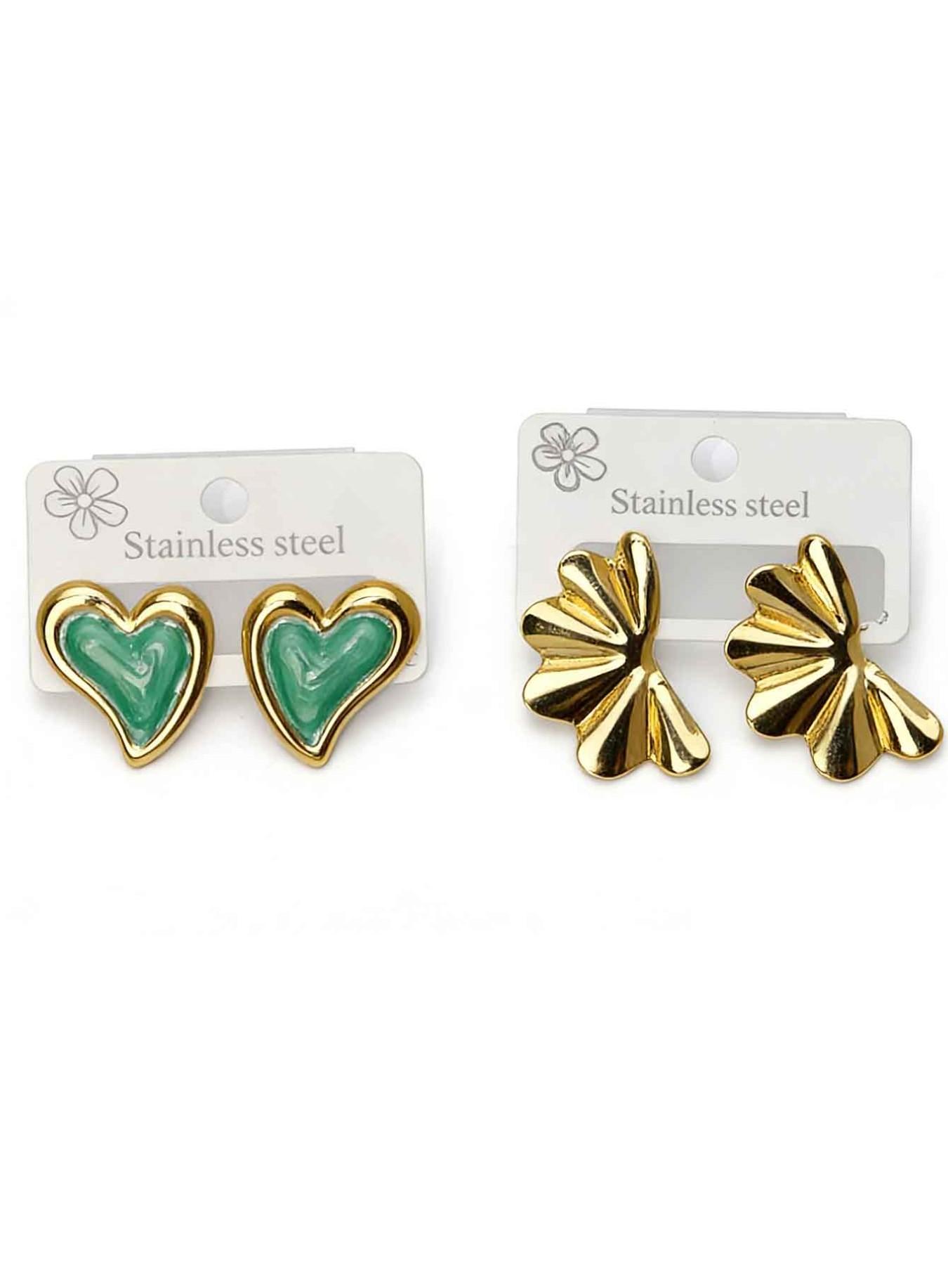 18K Gold Plated Stainless Steel Stud Earrings for Women, Hypoallergenic Non Tarnish Waterproof Teardrop Pearl Heart Geometric Statement Fashion Jewelry