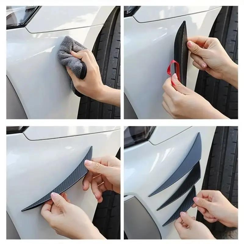 6Pcs Universal Front Bumper Lip Diffuser Splitter Fins Decoration Car Body Spoiler Canards Valence Chin Car Tuning Canard Decoration Accessories