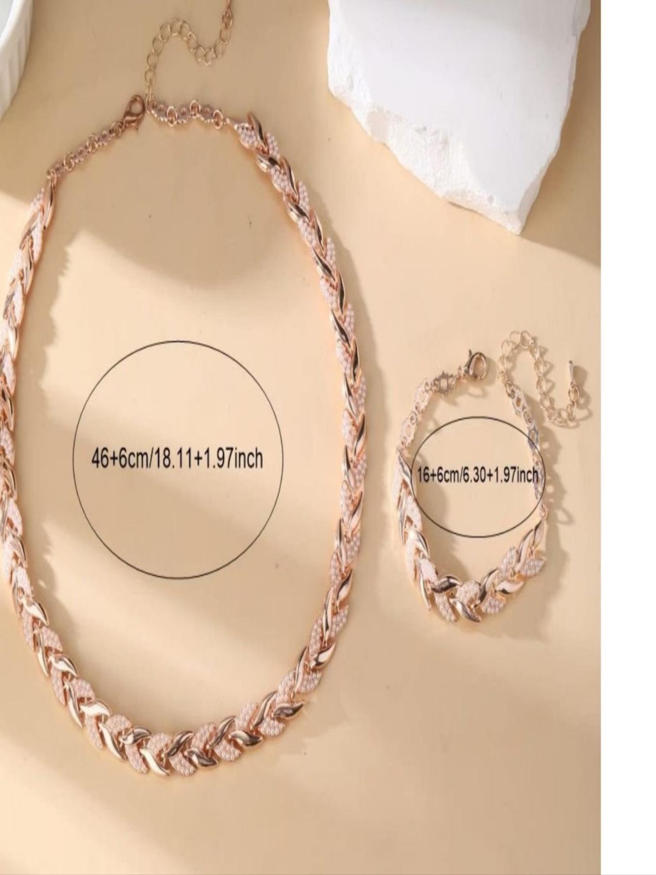 Elegant Fish Tail Design Jewelry Set, Rhinestone-Embedded Bracelet & Necklace Combo, Luxury Party Accessories for Women