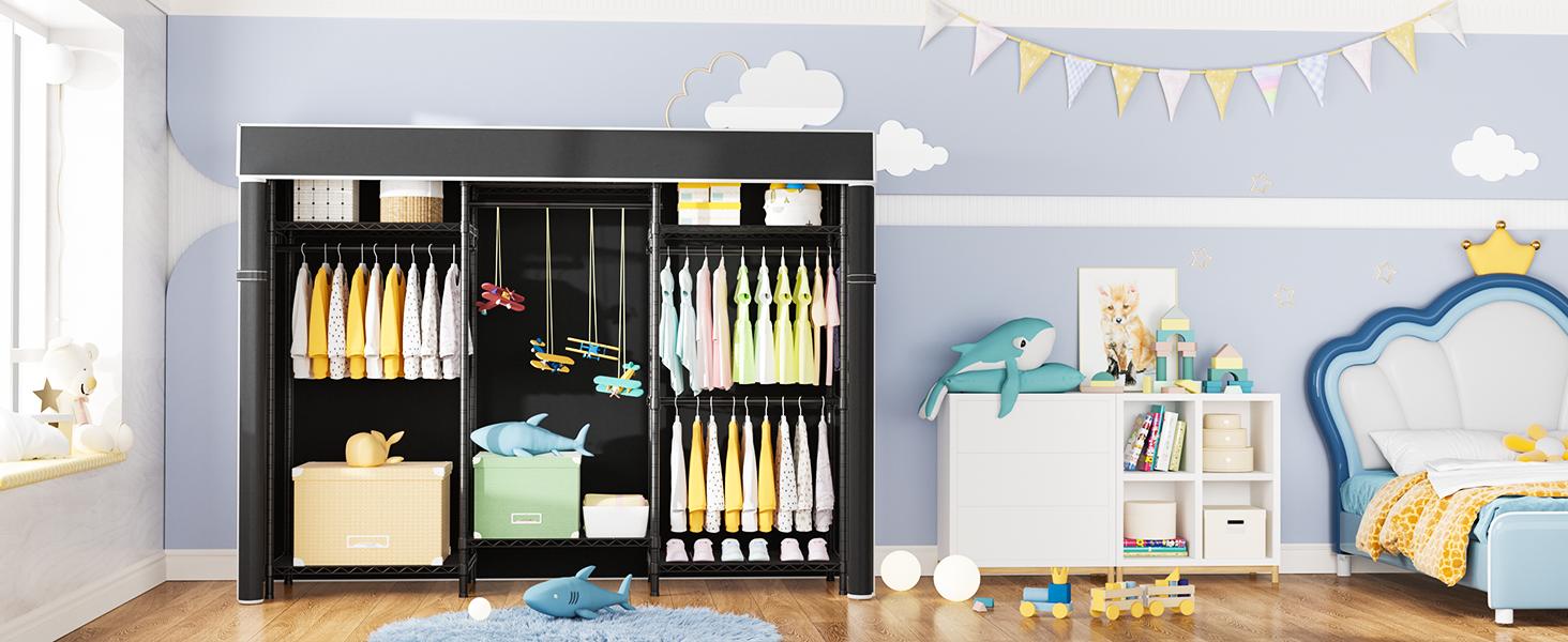 Ulif Heavy Duty Closet Organization System, Freestanding Clothes Rack, Adjustable, 63"W x 16"D x 77"H, 960 lbs Weight Capacity, with Dust Cover, Black Ulif Heavy Duty Closet Organization System, Freestanding Clothes Rack, Adjustable, 63"W x 16"D x 77"H, 960 lbs Weight Capacity, with Dust Cover, Black