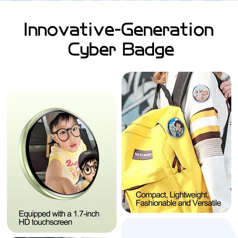 Electronic Anime Pin with HD Touchscreen, Digital Photo Pixel Display, Custom Kawaii Badge, Christmas Gift, Unique Collectible, Pin Included