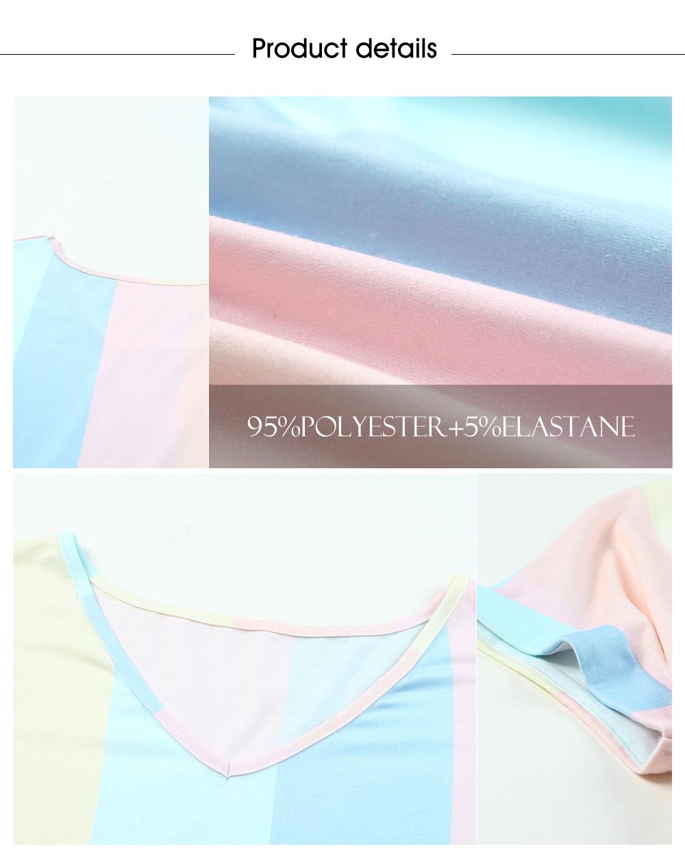 Asvivid Women's Multicolor Striped Rainbow Colorblock Dresses V Neck Short Sleeve Tiered Smock Babydoll Casual Summer Vneck Dress