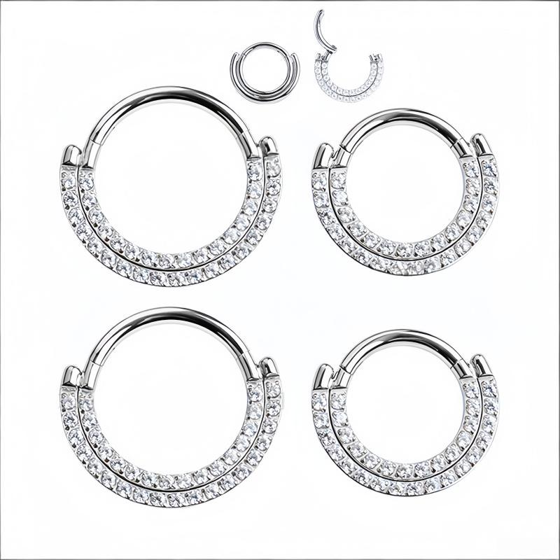 Titanium Alloy Hypoallergenic Nose Ring Hoop, Full Diamond Hinged Clicker, Sensitive Skin Friendly, Perfect Birthday/Valentine's Day/Mother's Day/Christmas Gift, Unisex Cartilage Earring