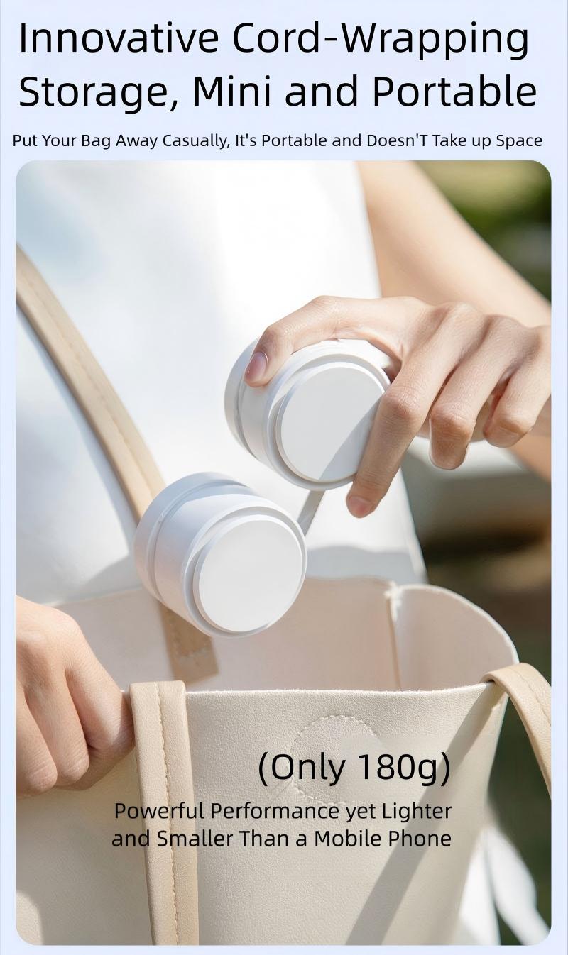 Foldable Neck Fan USB Rechargeable Portable Turbine Leafless Safety Quiet Mini Fan, Home Personal Outdoor Sports Fan