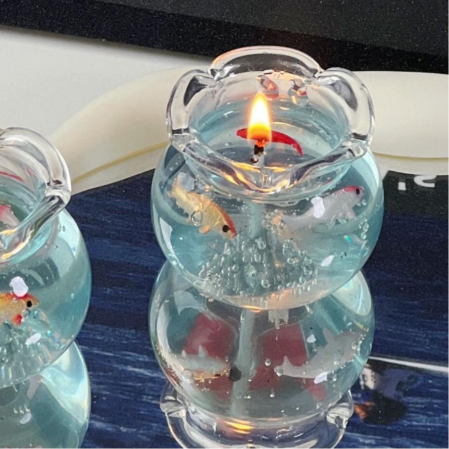 Bubble Fish Tank Scented Candle, Cute Elegant Cozy Decor, Ideal Gift for Girlfriend & Besties, Wedding Favor, Artistic Glass Ornament for Living Room, Bedroom & Hallway Ambience