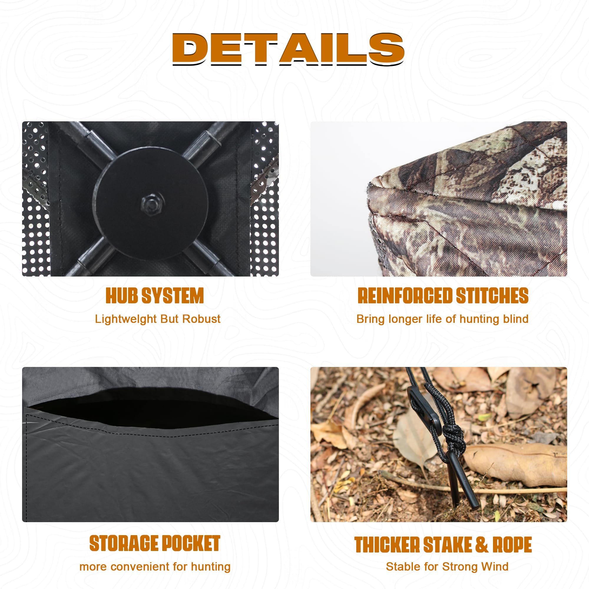 Hunting Blind 2-3 Person with Portable Hunting Chair, 270 Degree See Through Pop up Ground Blinds for Deer Turkey Duck Hunting, Bow Hunting Adjust Windows with Silent Zipper